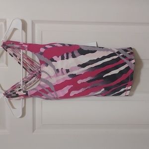 Multicolor athletic wear tank top with criss-cross back detail